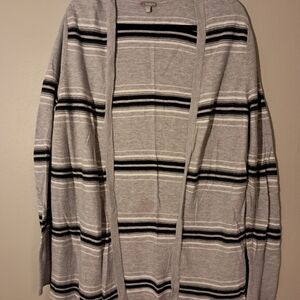 Talbots Gray and Black Striped Women's Cardigan